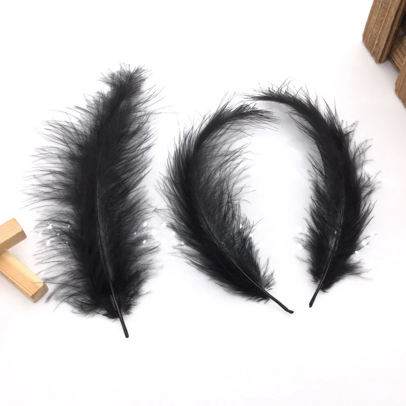 black Розница 50 шт 4-6 inches10-15cm перья индейки Марабу промытый гусиный пух пышное свадебное платье ювелирные украшения перья - Цвет: black