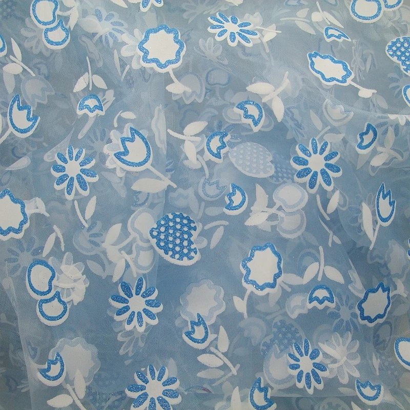 Белая занавеска с принтом Микс небесно-голубой блестящий цветок фруктовое