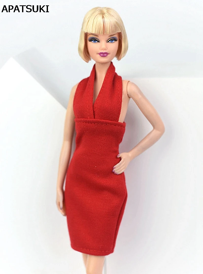 Красный Модный сарафан для куклы Барби Вечерние платья Vestido Jumper юбка Одежда кукол