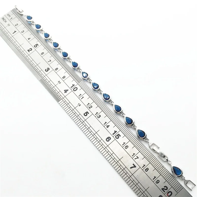 Монтана синий цвет AAA циркон камень браслеты Белое Золото Заполненные женские