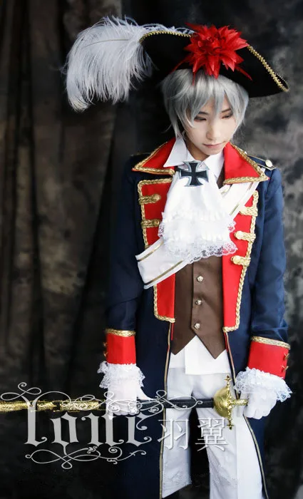 Whlesale APH Axis Powers Hetalia Пруссия Косплей Костюм Полный комплект бесплатная
