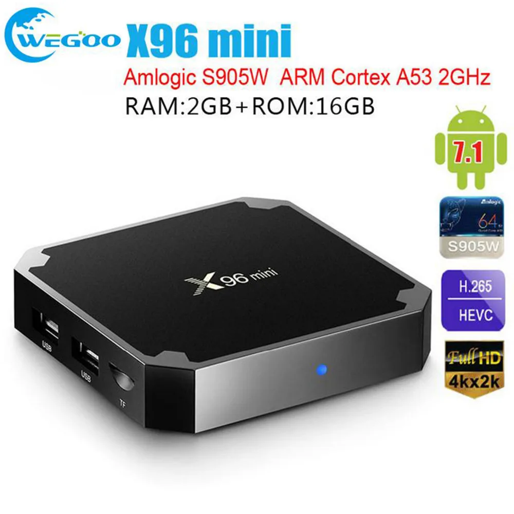 WEGOO X96 Мини ТВ коробка Android 7 1 Amlogic S905W четырехъядерный 2 ГБ 16 WiFi интерактивное