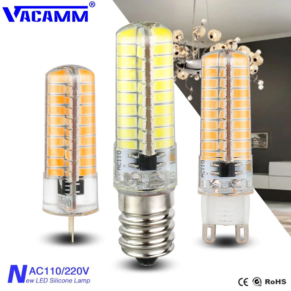 SMD 5730 LED G9 G8 G4 E17 E14 E11 E12 диммируемая силиконовая Лампа AC 220 В 110 в 80