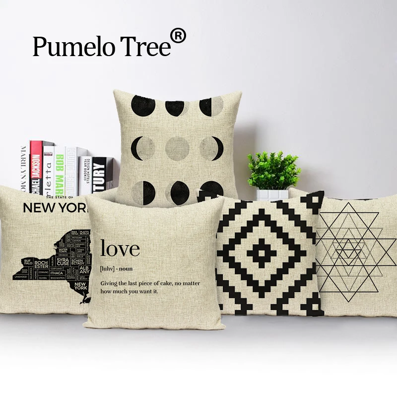 Черно белая линия искусственная Геометрическая Прямая поставка наволочка