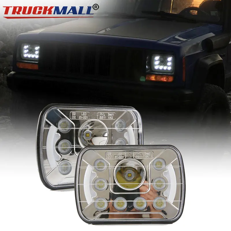 Для Jeep cherokee Square 5x7 фары для грузовика светодиодные с дневным ходовым светом 6x7