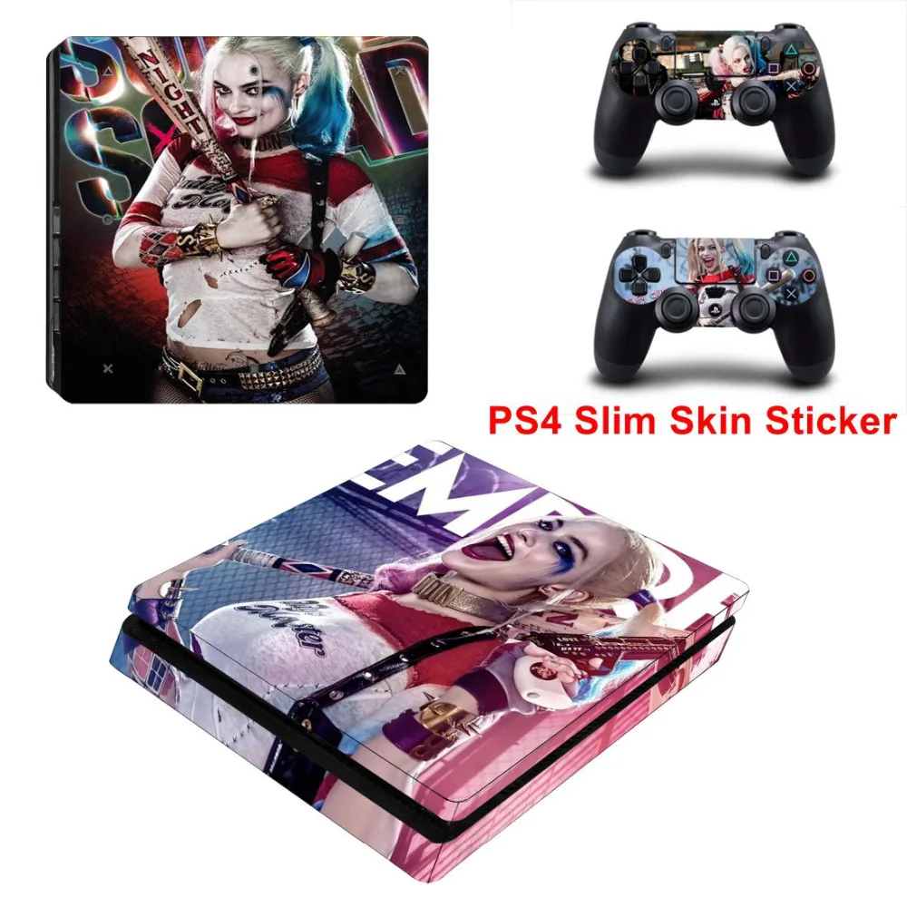 Отряд Самоубийц Harley Quinn Skin для Playstation 4 Slim PS4 стикер консоли + 2 шт контроллер