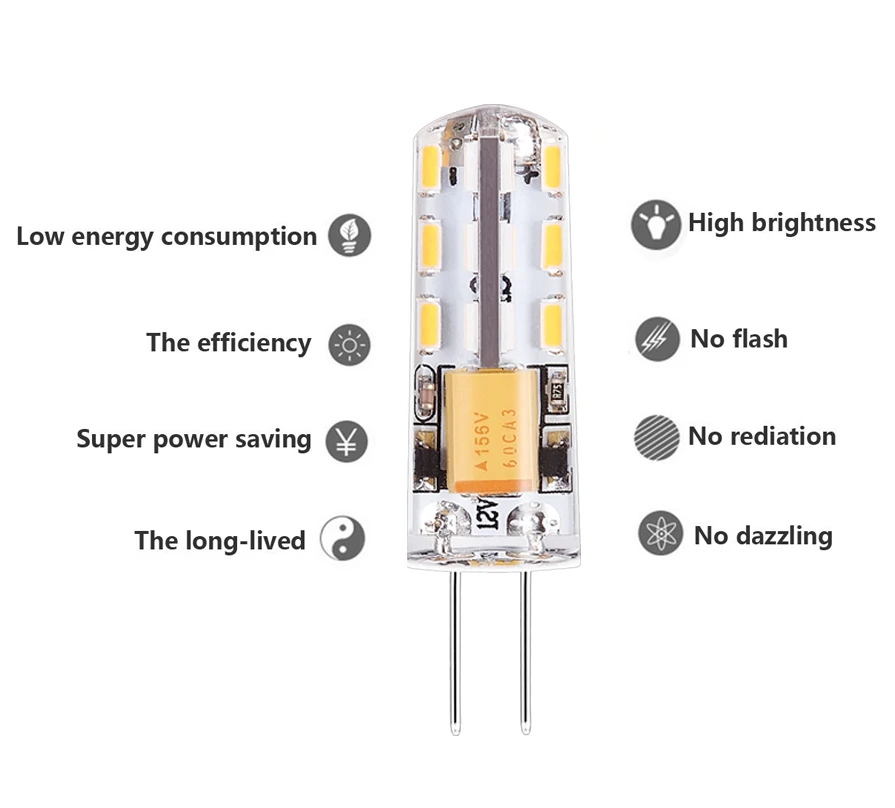Светодиодная мини-лампа G4 3014 SMD с углом свечения 360 10 шт. | Освещение