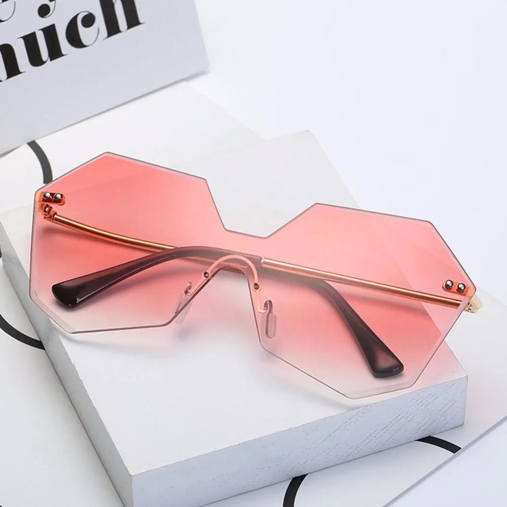 Новые модные женские солнцезащитные очки цельные большие безободковые