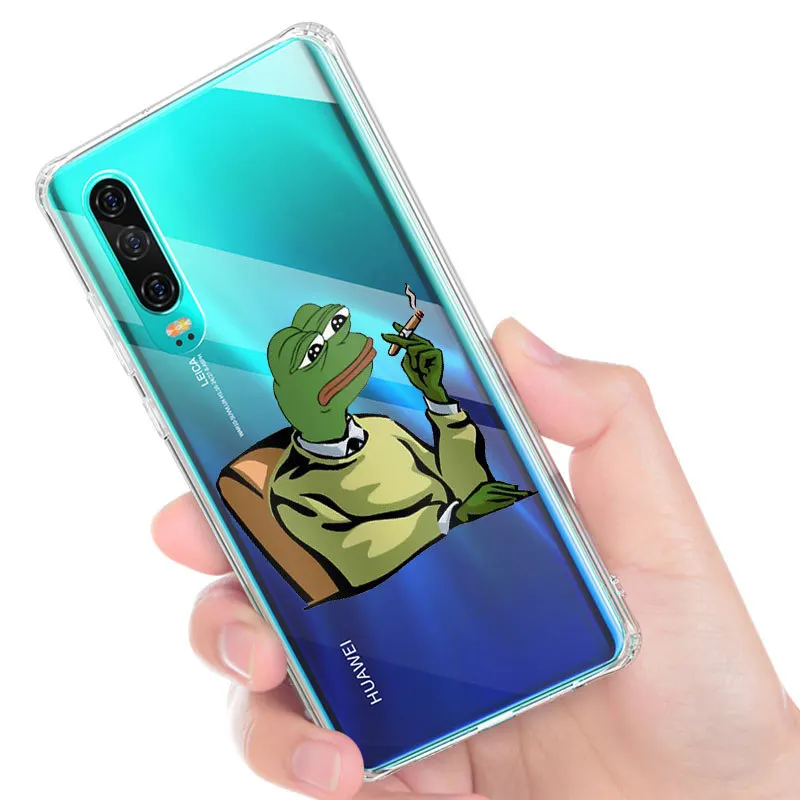 Pepe Memes грустная Лягушка Мягкий ТПУ чехол для телефона Huawei P8L P9 P20 P20L P30 Mate20 9 10 мягкий