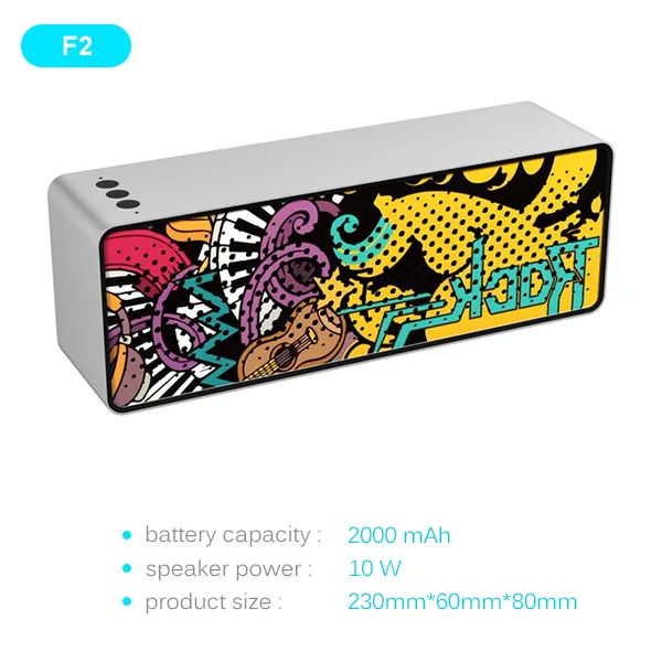 F2-2000mAh-white CBAOOO F2 Bluetooth динамик s беспроводной динамик поддержка 3,5 мм интерфейс TF карта с микрофоном голосовой вызов для iphone Android - Цвет: F2-2000mAh-white