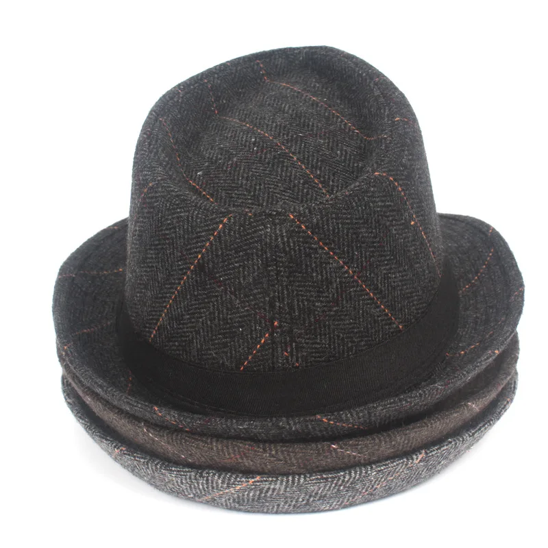 Шапка-трилби Мужская зимняя в полоску Классическая Панама с полями винтажном