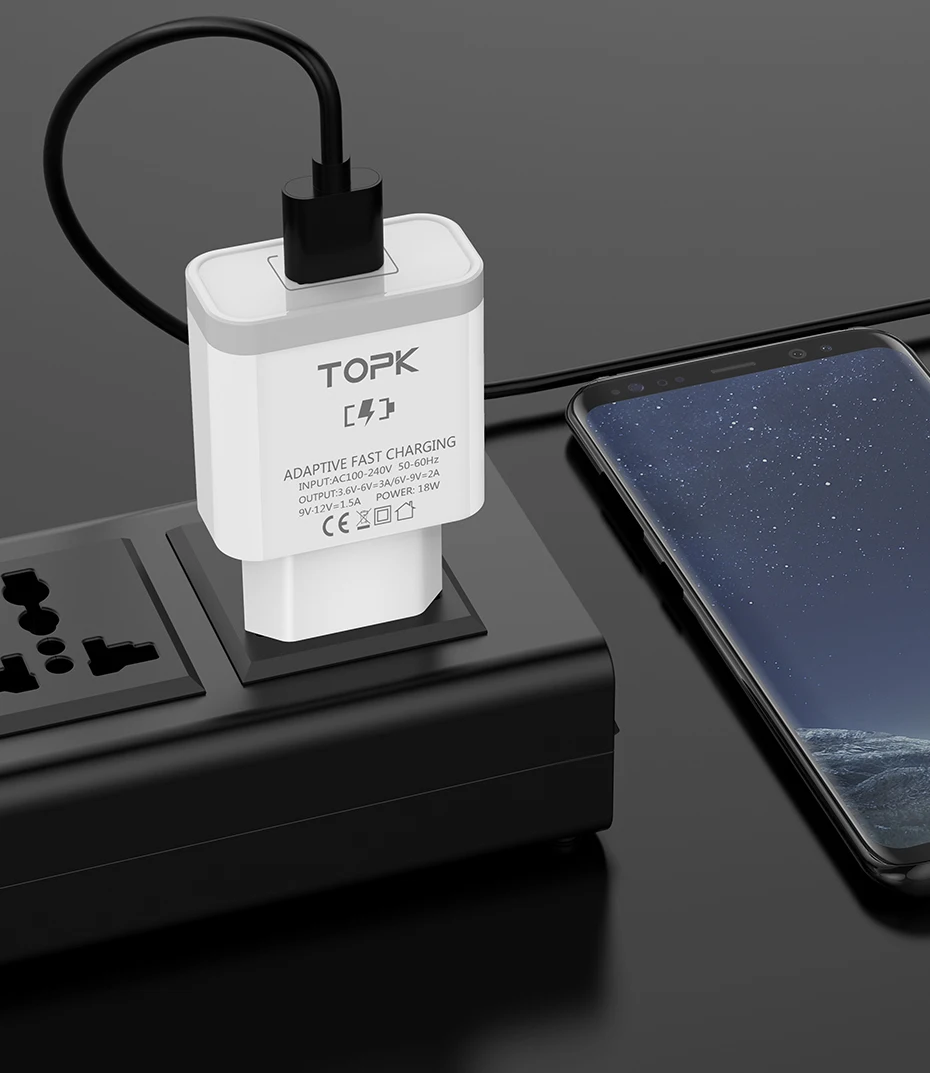TOPK USB зарядное устройство Быстрая зарядка 3,0 Быстрая зарядка QC3.0 Мульти USB зарядное устройство для samsung S10 Plus Xiaomi дорожное настенное зарядное устройство для телефона EU