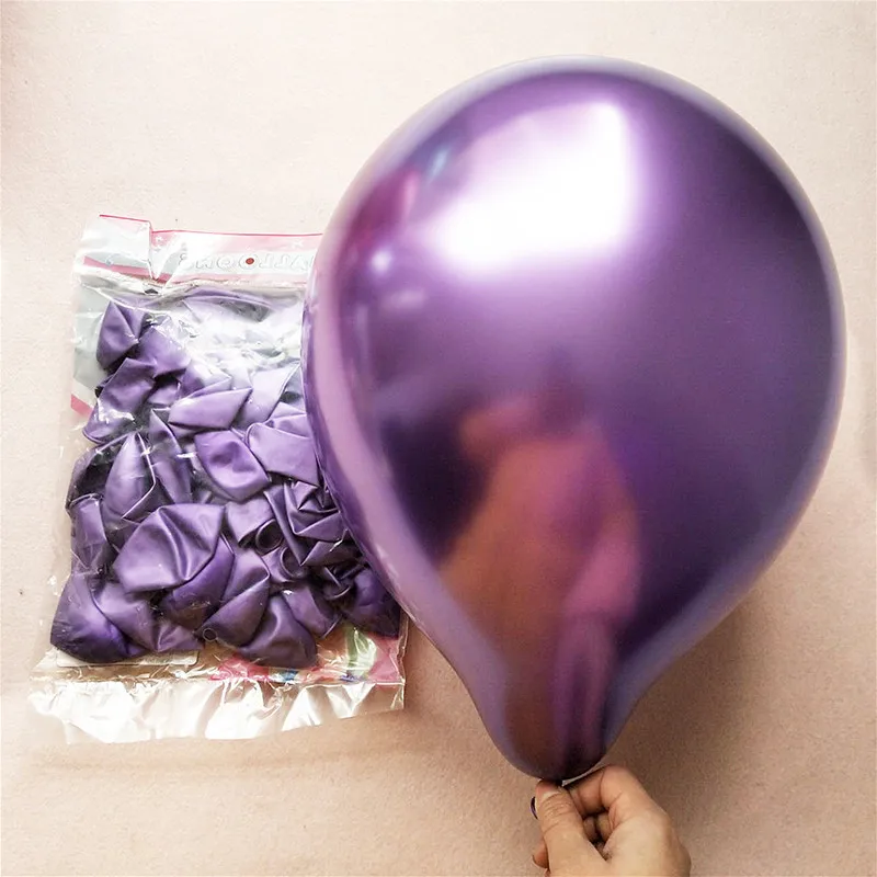 

10pcs 12 inch Chrome Metallic Round Latex Balloons Gold Silver Pink Wedding Market hotel Birthday Party decor Helium balloon