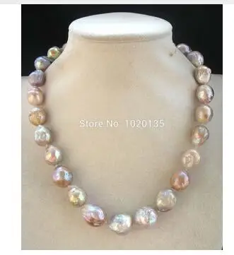 

Nobility Woman natural jewelry women gift word Jewelry 13-15mm BAROQUE pink KESHI REBORN PEARL NECKLACE mabe