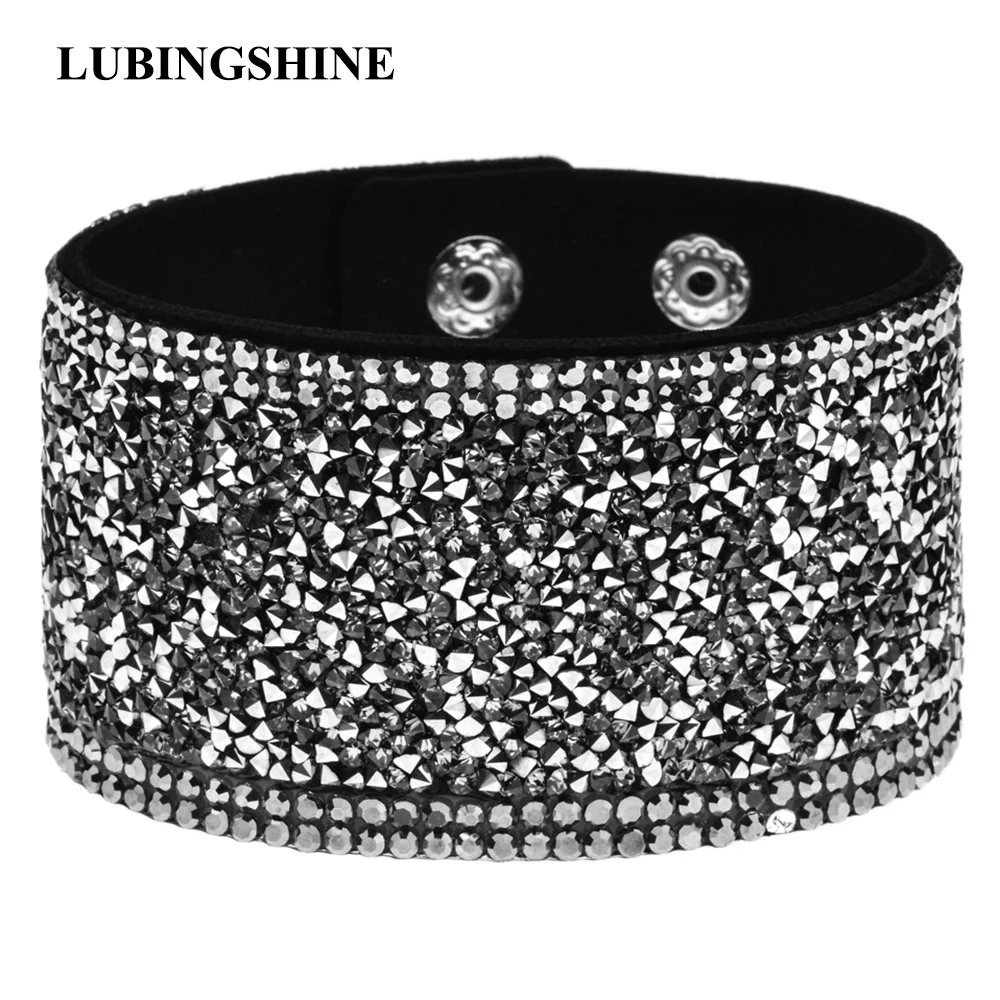 Женские широкие Бархатные браслеты стразы LUBINGSHINE вечерние в стиле панк модные