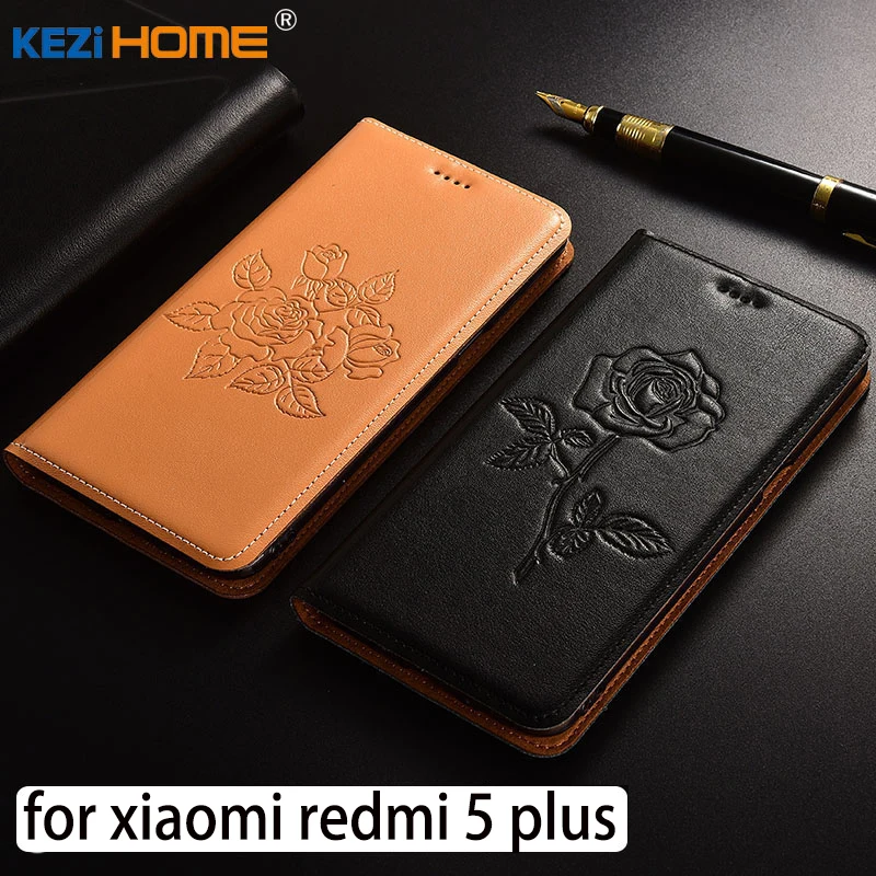 Для xiaomi redmi 5 plus Чехол Флип тисненая натуральная кожа мягкий ТПУ задняя крышка для
