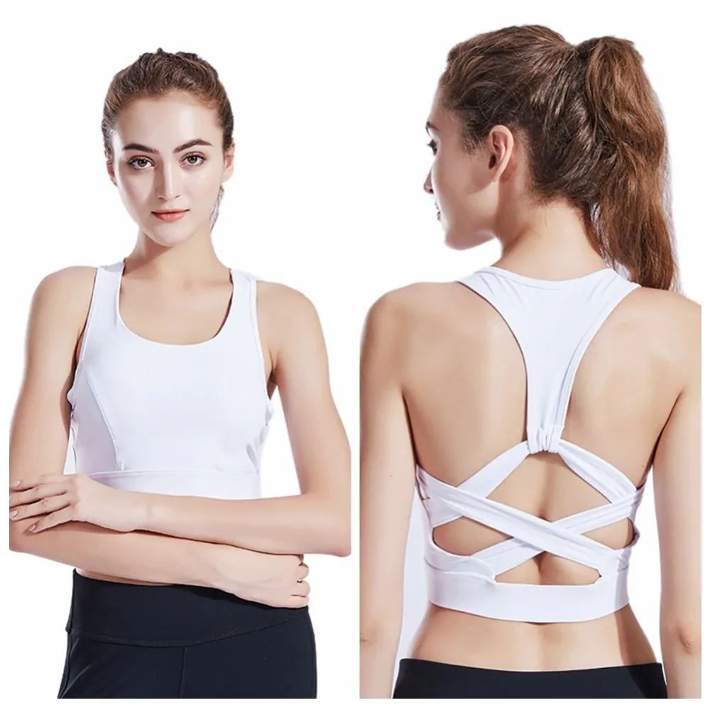 Push Up Vrouwen Спорт Спортивный бюстгальтер Топ Voor Фитнес Йога с перекрестными