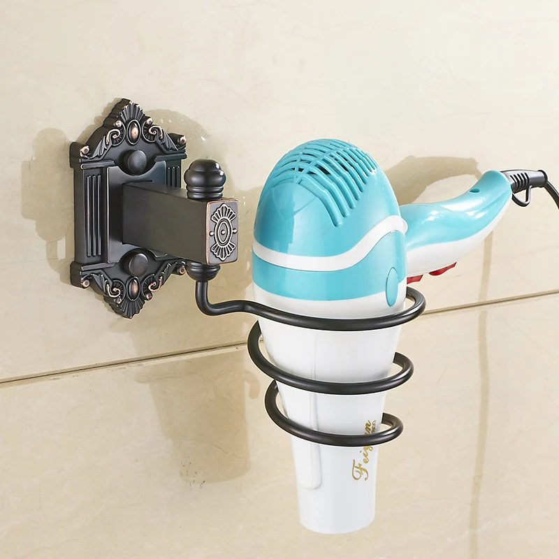 Античная Латунь Ванной Полка Настенный Держатель Медь Фен Стойке Хранения Стенд