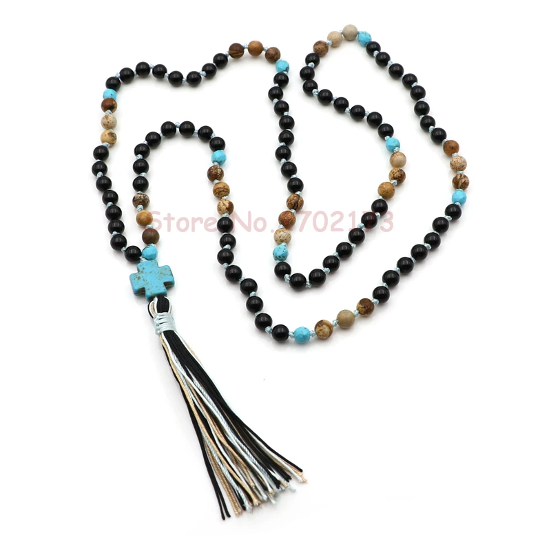 EDOTHALI бусины из черного оникса камень с рисунком 6 мм натурального камня ожерелье