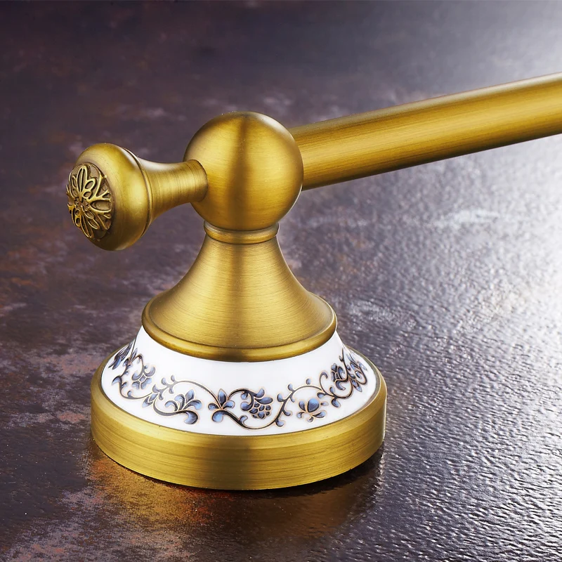 Континентальный античная бронзовая полотенцедержатель двойной стержень