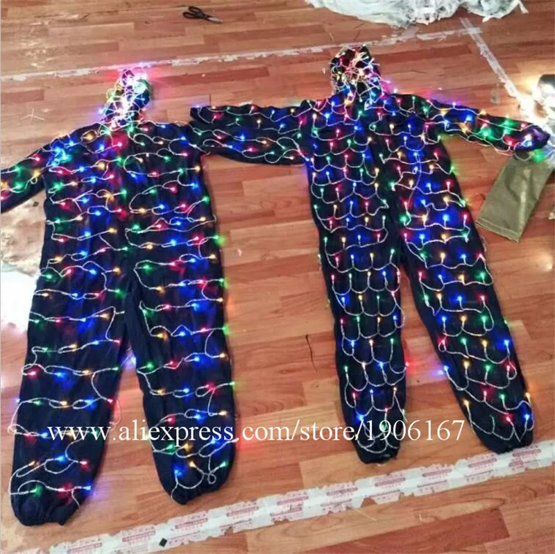 Новый дизайн Светодиодный светящийся цветной костюм робота светодиодная одежда