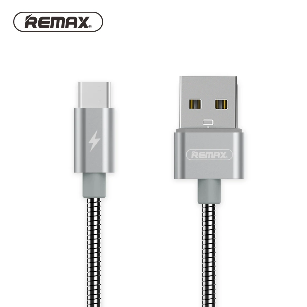 Remax металлический пружинный провод usb type C кабель для синхронизации данных 2.1A Быстрая зарядка usb c кабели для xiaomi 4C MI5 redmi 4 pro/samsung S8 - Цвет: Серебристый