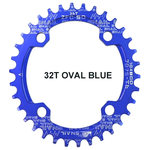 32T Blue OVal Улитка 104BCD 32 T/34 T/36 T овальная Звездочка Сверхлегкая A7075-T651 цепное колесо MTB дорожный велосипед Plate зубная пластина - Цвет: 32T Blue OVal