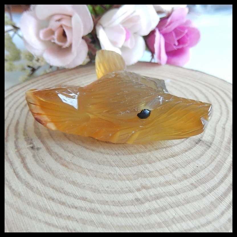 Carved wolf head Red Agate Gemstone pendant bead Semi-precious stones jewelry accessories 47x38x15mm 23.8g | Всё для изготовления