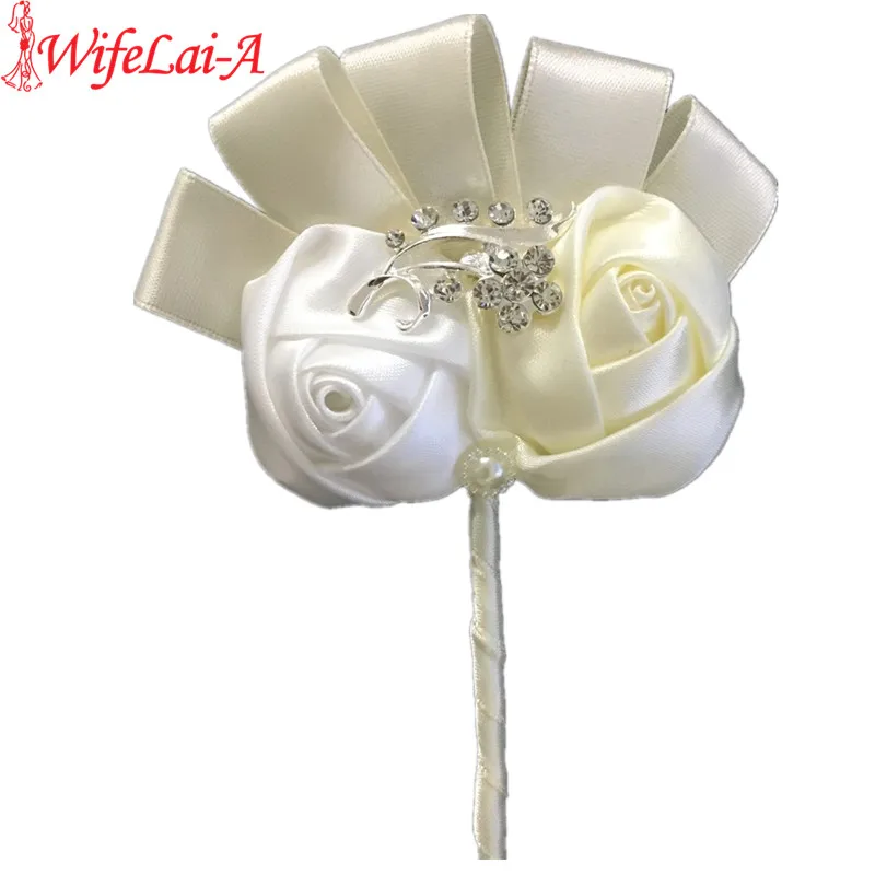

Arrival ivory white Diamond Wedding Corsages Boutonniere Groom Boutonniere wedding Flowers Boutonniere Brooch Flower