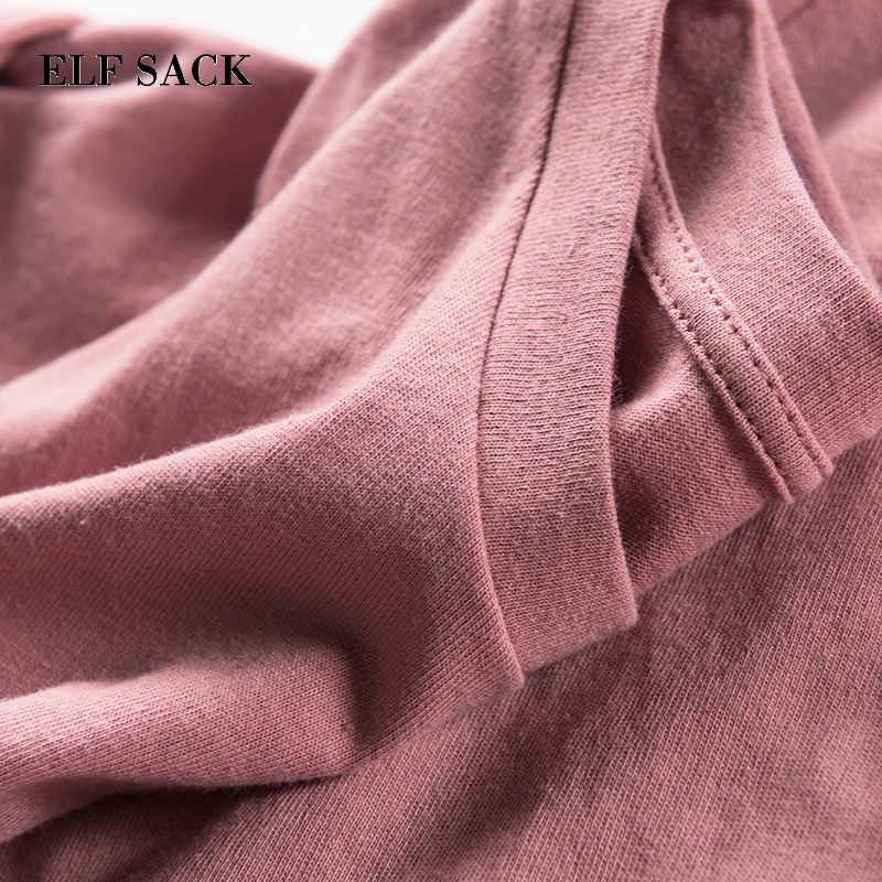 Женская футболка ELFSACK однотонная хлопковая Футболка с вырезом и круглым на