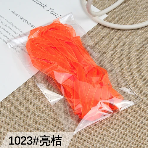 bright orange Новинка(10 м/лот) 6 мм белая шифоновая лента из органзы для одежды швейная ткань DIY подарочная упаковка свадебные украшения ленты вечерние принадлежности - Цвет: bright orange