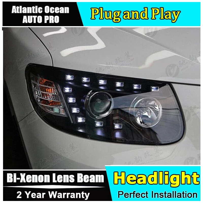 2007 2012 для Hyundai IX45 фары сантафе налобный фонарь светодиодный DRL Противотуманные