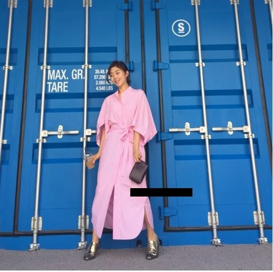 Женские повседневные платья в Вертикальную Полоску розовые синие новинка 2016