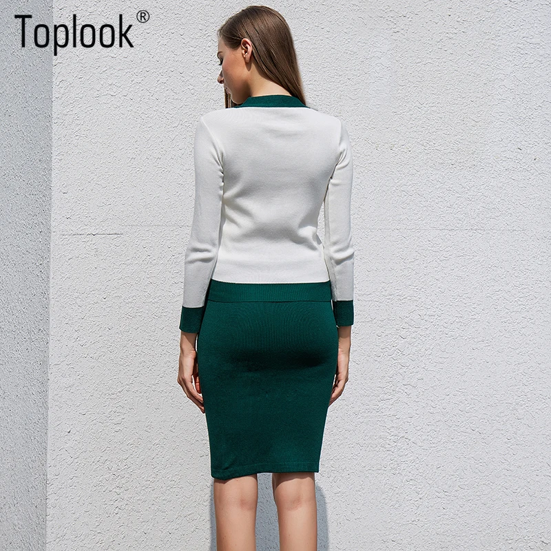 Toplook полосатый вязаный свитер женские костюмы 2017 зима-осень комплекты из двух