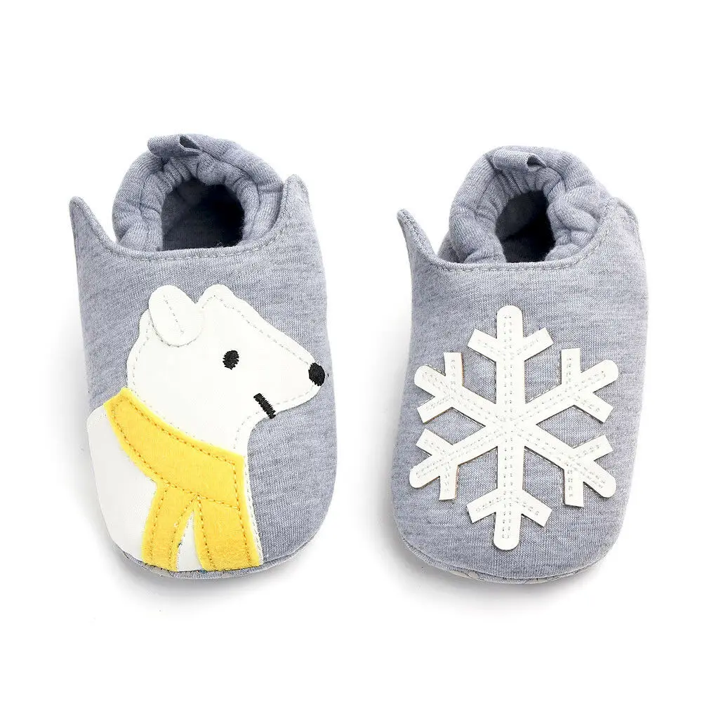 Gray Bear Противоскользящие теплые носки для новорожденных мальчиков и девочек с героями мультфильмов, тапочки, обувь, обувь для первых шагов, милая обувь с героями мультфильмов - Цвет: Gray Bear
