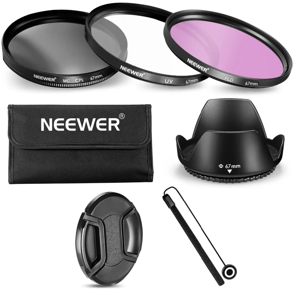 Neewer 49 мм 52 55 58 62 67 72 UV CPL FLD фильтр + сумка для переноски бленда крышка объектива