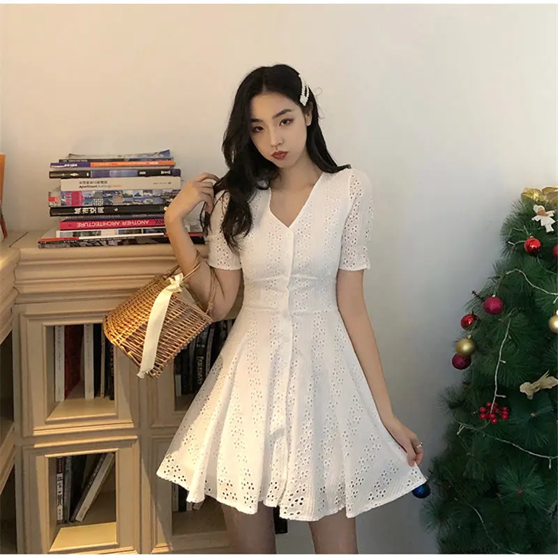 Платье мини с рукавами фонариками однотонное|Женские платья| |