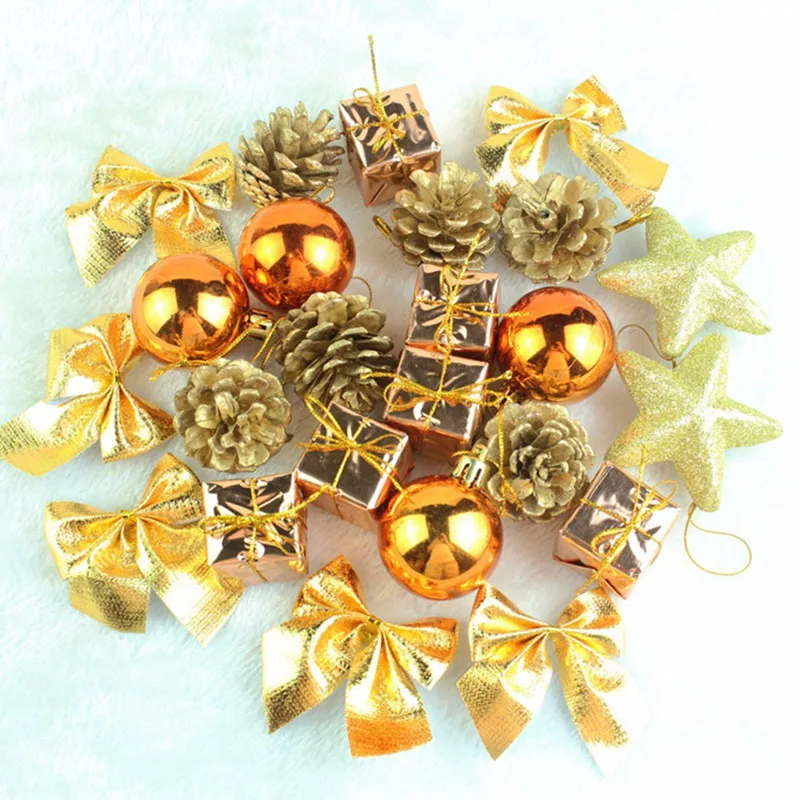 24 шт. Золотые шарики для рождественской елки подвесные украшения вечерние бант