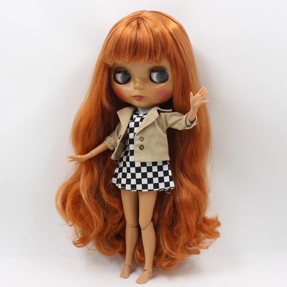 Ледяная кукла DBS Blyth licca body dark skin joint orange brown hair 1/6 bjd 30 см игрушка в подарок| |