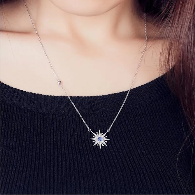 Женское ожерелье с подвеской в виде подсолнуха из серебра 925 пробы|fashion necklace|necklace