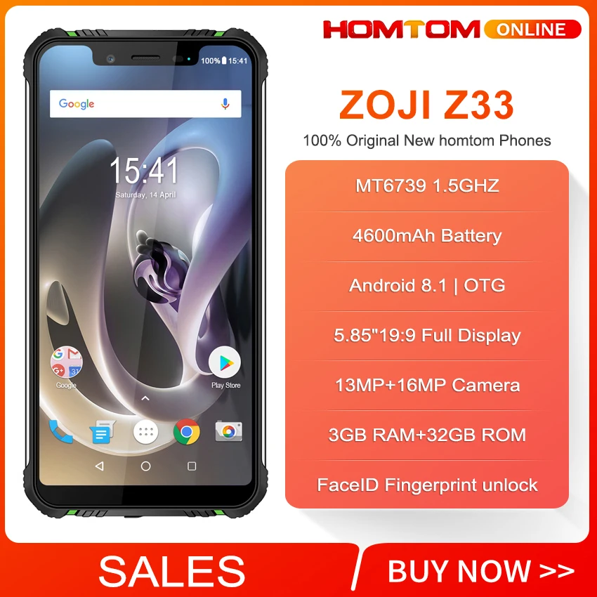 HOMTOM ZJI Z33 Android 8 1 смартфон IP68 Водонепроницаемый 5 85 &quotHD + 19:9 3 ГБ 32 MTK6739