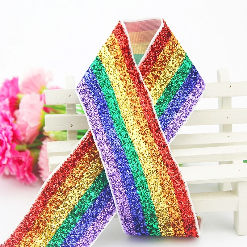 10 yards 1-1/2" colored webbing rainbow glitter velvet ribbon 38mm Wedding Party Decoration | Дом и сад