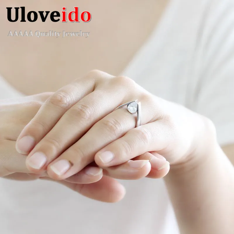 Женское кольцо с фианитом Uloveido вечерние Обручальные кольца со стразами для