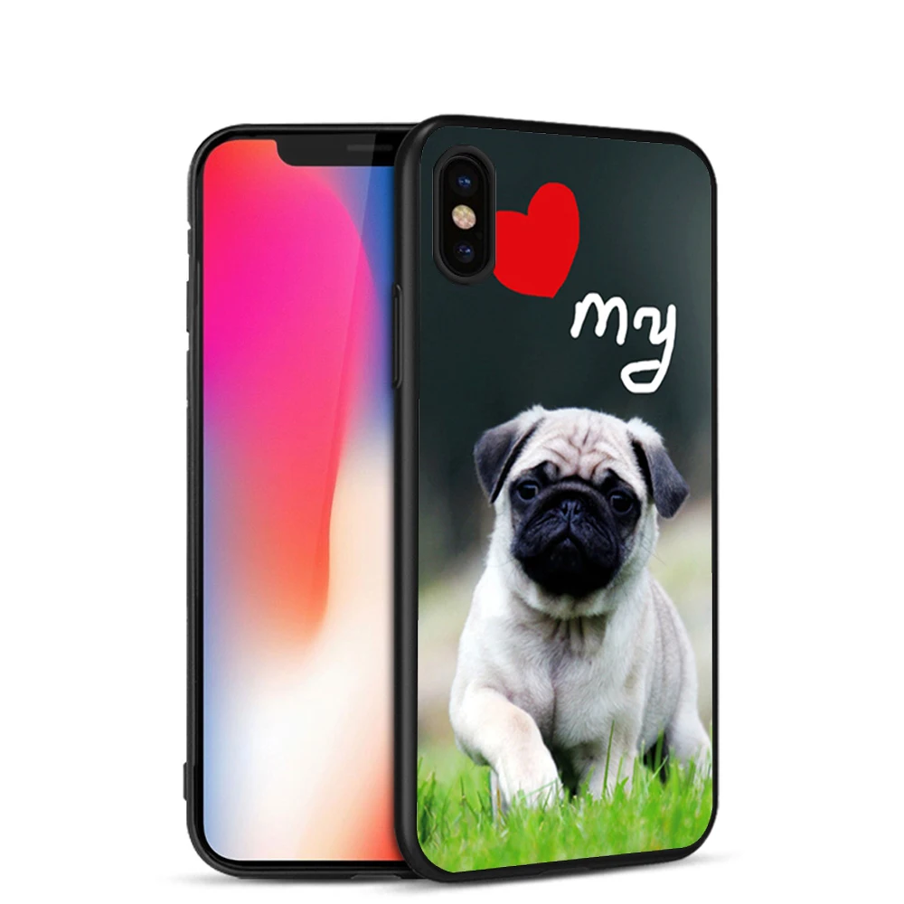 Чехол для Телефона iphone 7 7plus 8 8plus X мопс собака я люблю мою собаку чехол 11 Pro Φ XR XS Max SE
