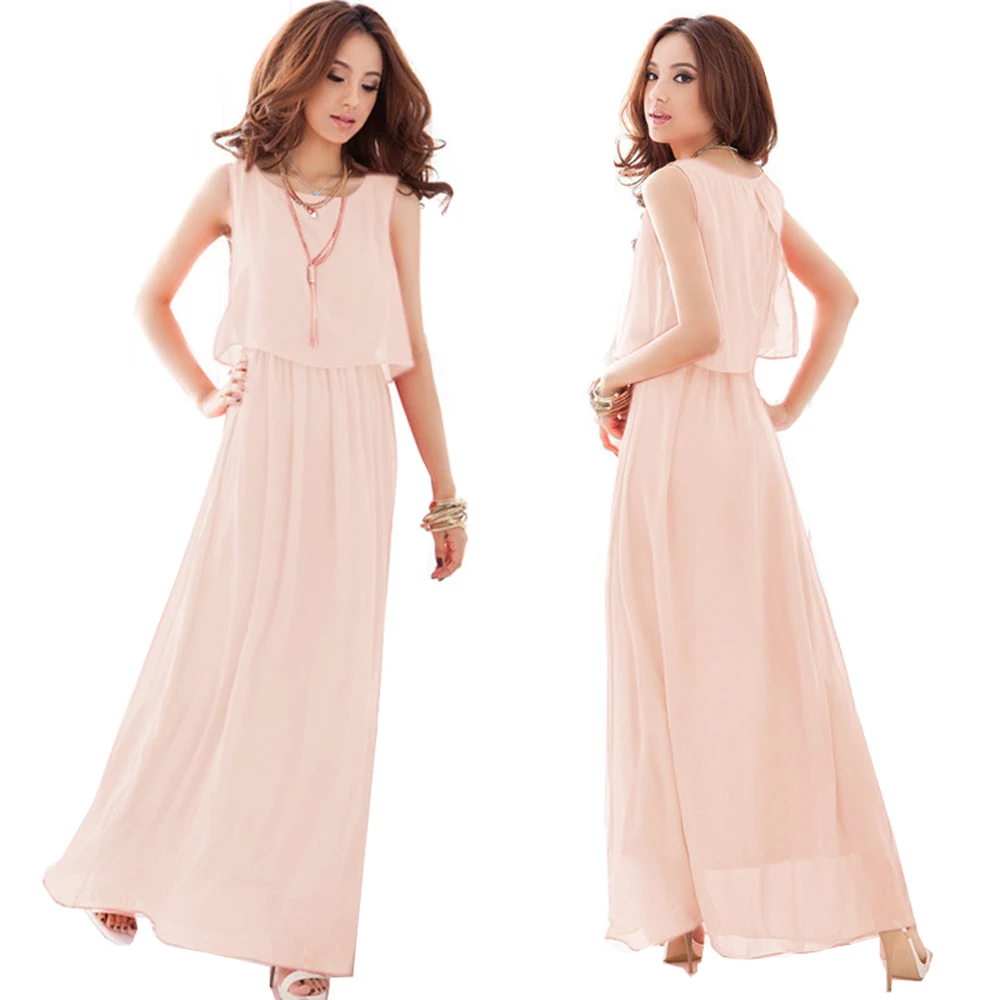 Женское шифоновое платье до щиколотки повседневное длинное летнее большого