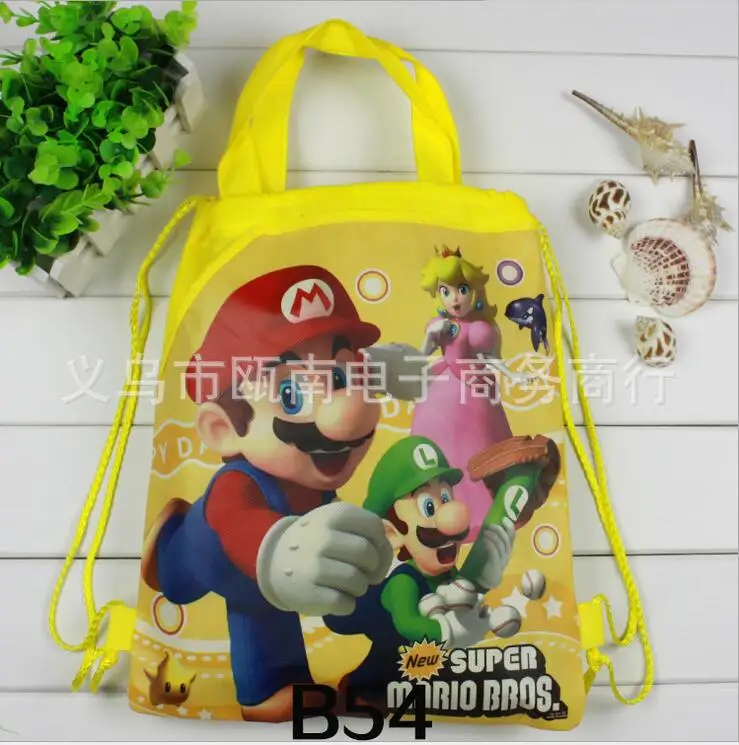 A 1 шт. школьный рюкзак Super Mario Bros для мальчиков, сумка на шнурке с рисунком Человека-паука для девочек, Студенческая сумка для книг, детская школьная сумка - Цвет: A