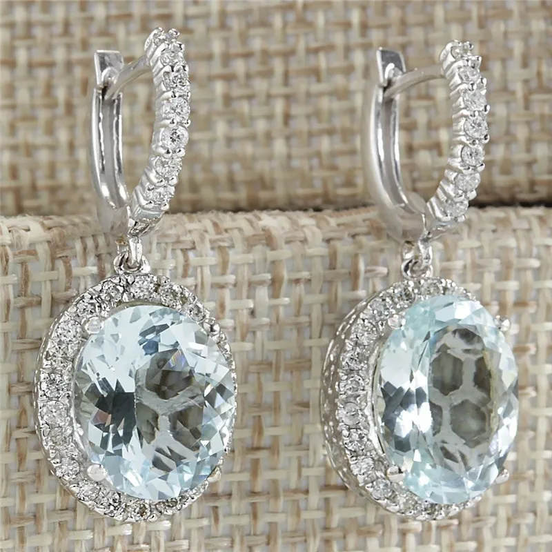 

New vintage Blue Stone Drop Earrings Zinc Alloy Dangle Drop Earring For Women Wedding Engagement Birthday Promise Earring B3K567