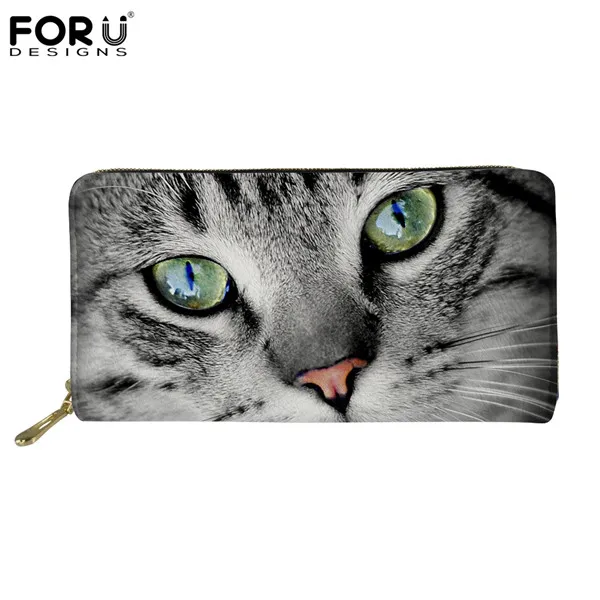FORUDESIGNS/женский кошелек с милым животным 3D рисунком кота, модный кошелек для путешествий для девочек, большая емкость, дамские сумки для денег, женские кошельки - Цвет: CA4716Z21