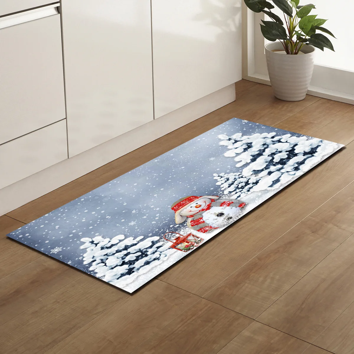 Длинный прямоугольный снеговик коврик для двери кухонный спальни открытый вход