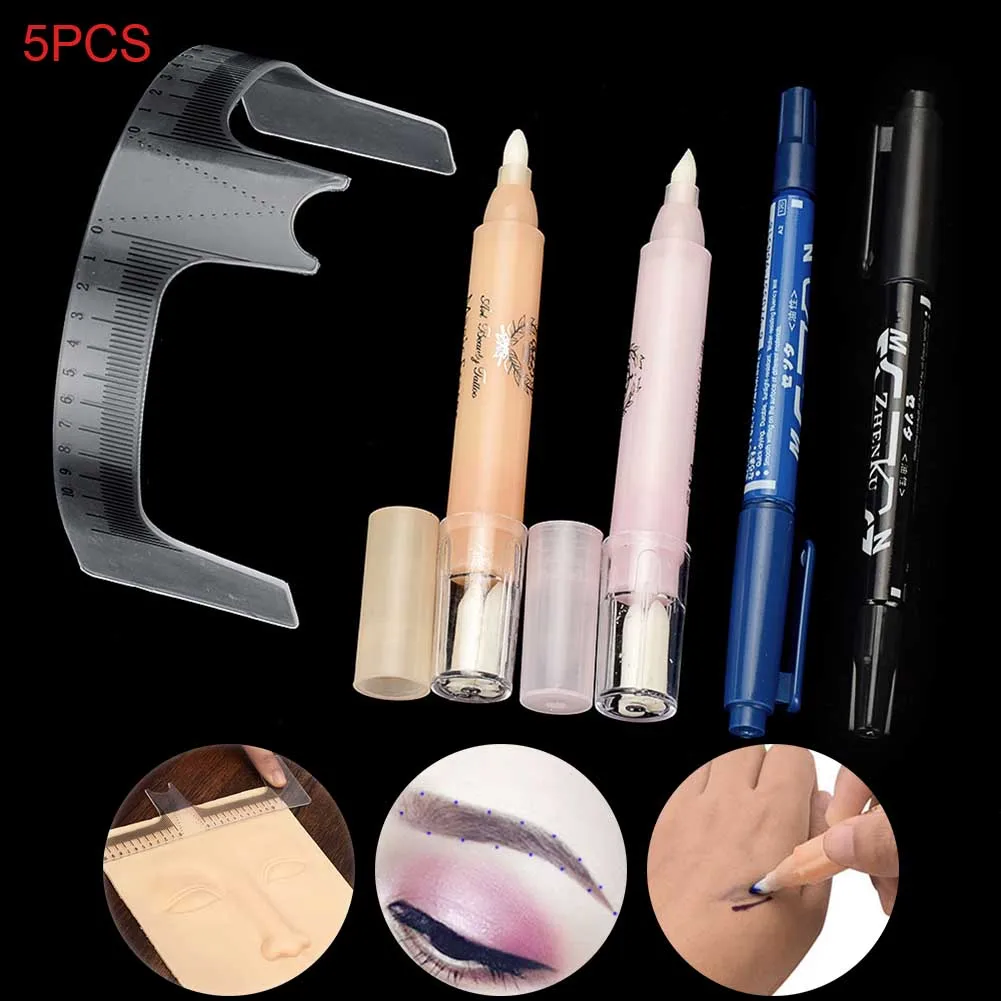 Маркер для бровей ручка комплект микроблейдинга тату глаз линейка удаления